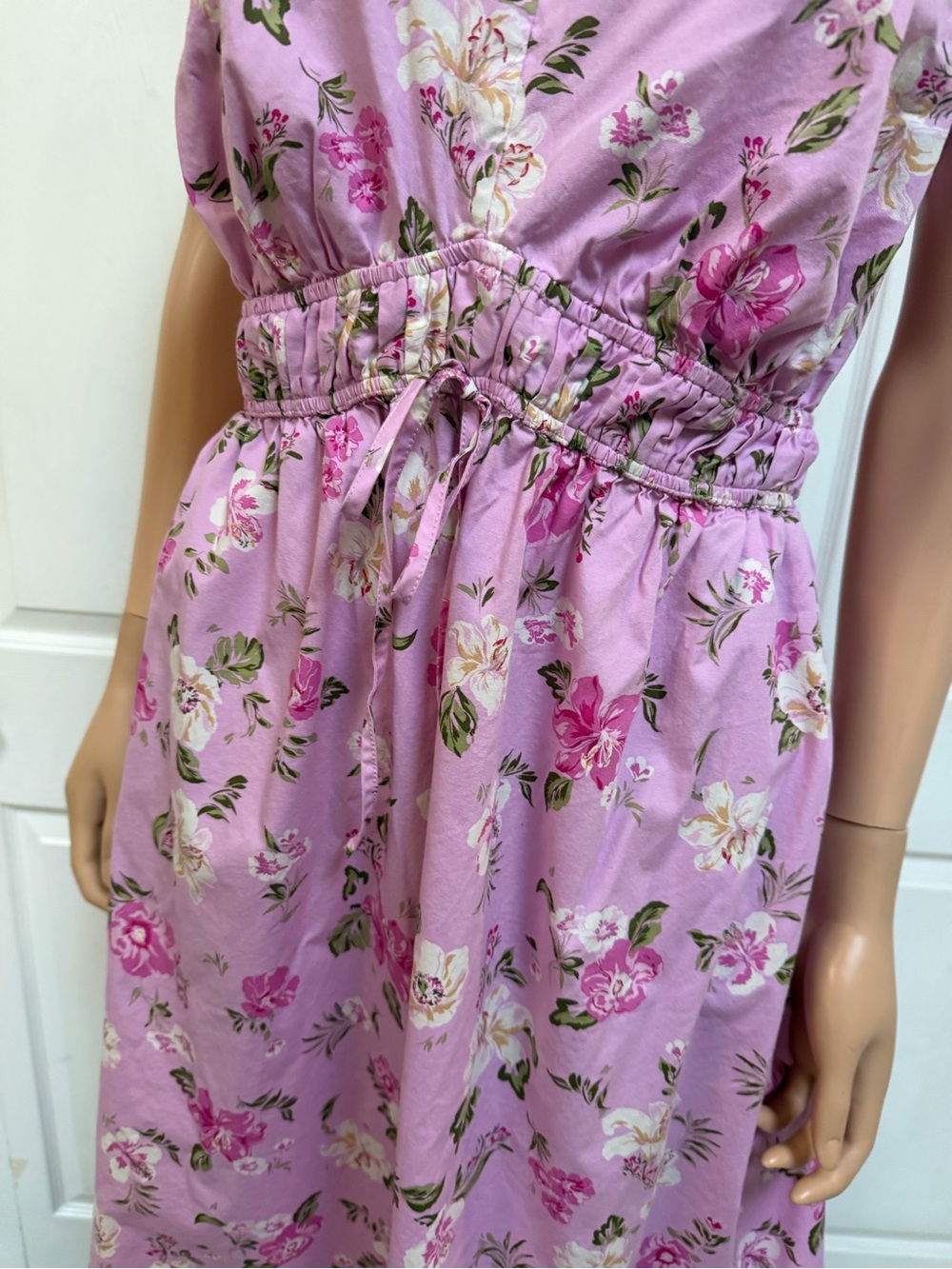 Lane Bryant Pink Floral Sleeveless Cotton Dress Women’s Size 16 - Picture 12 of 16
